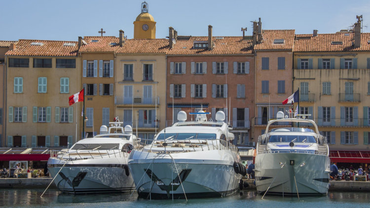 St Tropez harbor with yachts